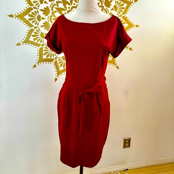 Midi light weight stretch red dress by Pretty Garden M - Picture 1 of 13